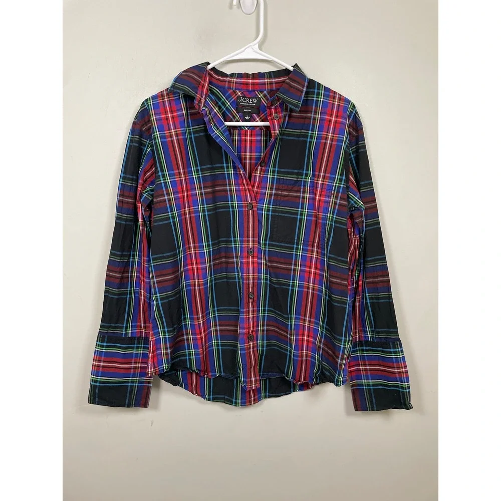 J.Crew Garcon Classic Shirt in Stewart Tartan‎ Cotton Poplin Size 10